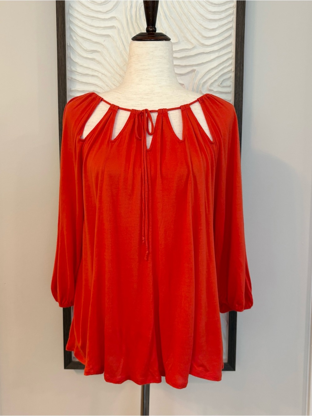 Anthropologie Vanessa Virginia Orange Keyhole Blouse Medium